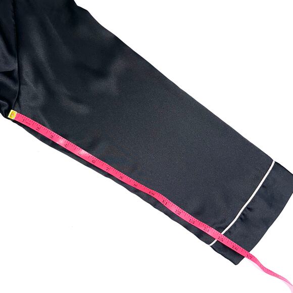 Victorias Secret Black Satin Long Sleeve Button Up Pajama Top Size Large - Picture 9 of 9